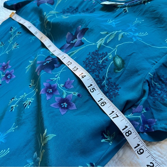 Vintage 90s Laura Ashley Teal Floral Silk Maxi Dress Lined UK14 US10 - Picture 6 of 9